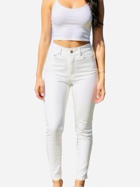 Women's White Button up Jeans Wax Jeans Size 5 Stretch